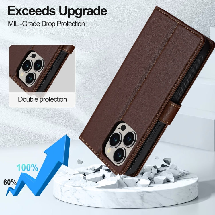 For iPhone 13 Pro Max LC.IMEEKE L2 Series Detachable Magsafe PU Phone Case with Lanyard(Brown) - iPhone 13 Pro Max Cases by LC.IMEEKE | Online Shopping UK | buy2fix