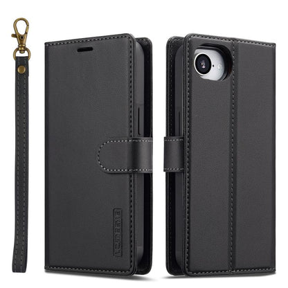 For iPhone 16e LC.IMEEKE L2 Series Detachable Magsafe PU Phone Case with Lanyard(Black) - iPhone 16e Cases by LC.IMEEKE | Online Shopping UK | buy2fix