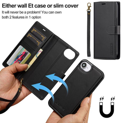 For iPhone 16e LC.IMEEKE L2 Series Detachable Magsafe PU Phone Case with Lanyard(Black) - iPhone 16e Cases by LC.IMEEKE | Online Shopping UK | buy2fix