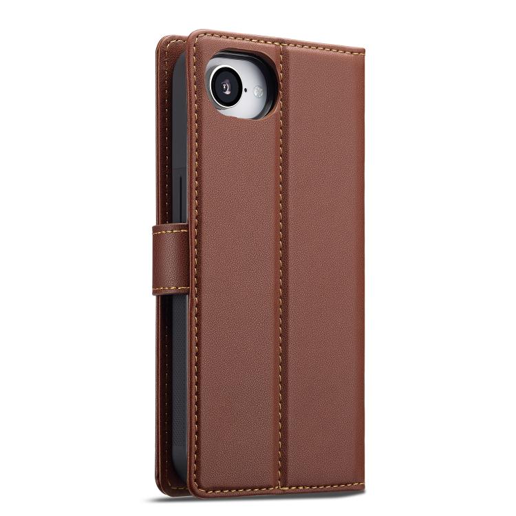 For iPhone 16e LC.IMEEKE L2 Series Detachable Magsafe PU Phone Case with Lanyard(Brown) - iPhone 16e Cases by LC.IMEEKE | Online Shopping UK | buy2fix