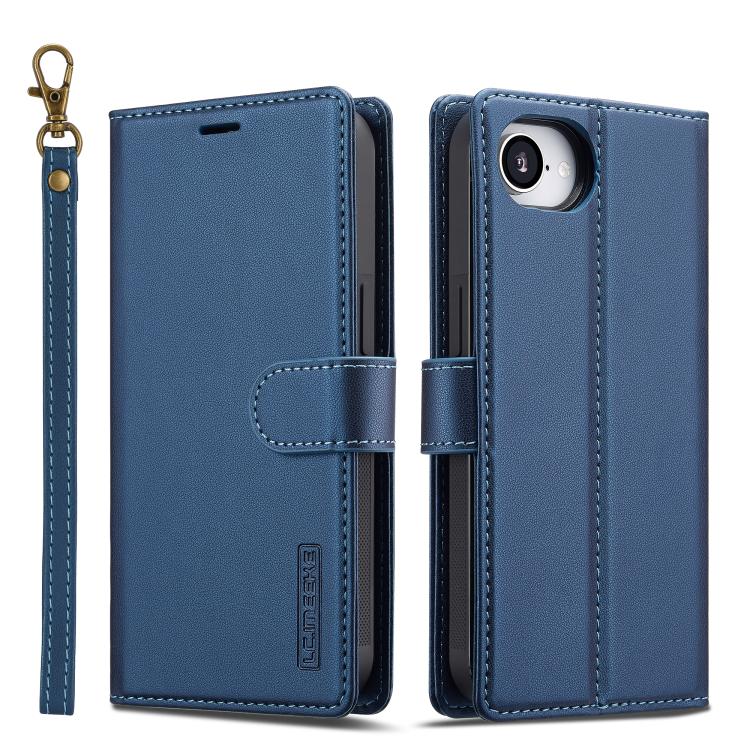 For iPhone 16e LC.IMEEKE L2 Series Detachable Magsafe PU Phone Case with Lanyard(Blue) - iPhone 16e Cases by LC.IMEEKE | Online Shopping UK | buy2fix