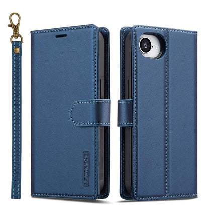 For iPhone 16e LC.IMEEKE L2 Series Detachable Magsafe PU Phone Case with Lanyard(Blue) - iPhone 16e Cases by LC.IMEEKE | Online Shopping UK | buy2fix