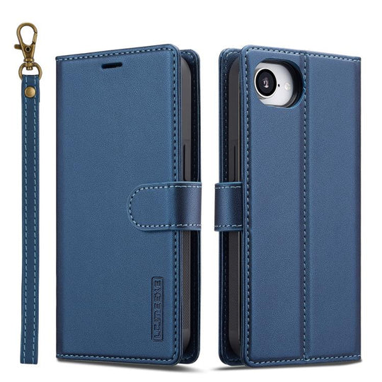 For iPhone 16e / 17e LC.IMEEKE L2 Series Detachable Magsafe PU Phone Case with Lanyard(Blue)
