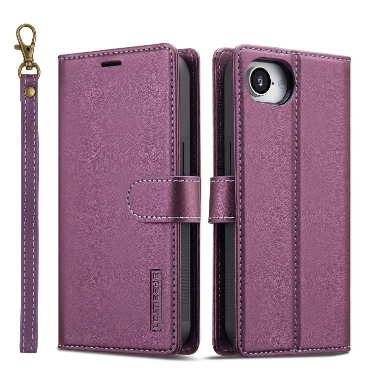 For iPhone 16e LC.IMEEKE L2 Series Detachable Magsafe PU Phone Case with Lanyard(Purple) - iPhone 16e Cases by LC.IMEEKE | Online Shopping UK | buy2fix