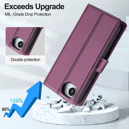 For iPhone 16e LC.IMEEKE L2 Series Detachable Magsafe PU Phone Case with Lanyard(Purple) - iPhone 16e Cases by LC.IMEEKE | Online Shopping UK | buy2fix