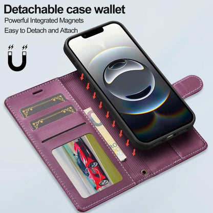 For iPhone 16e LC.IMEEKE L2 Series Detachable Magsafe PU Phone Case with Lanyard(Purple) - iPhone 16e Cases by LC.IMEEKE | Online Shopping UK | buy2fix