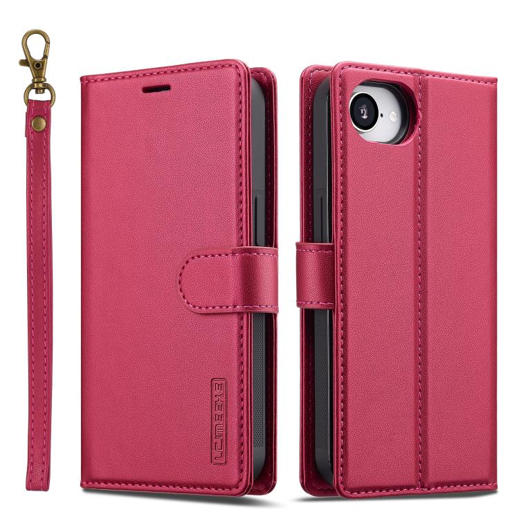 For iPhone 16e LC.IMEEKE L2 Series Detachable Magsafe PU Phone Case with Lanyard(Red) - iPhone 16e Cases by LC.IMEEKE | Online Shopping UK | buy2fix