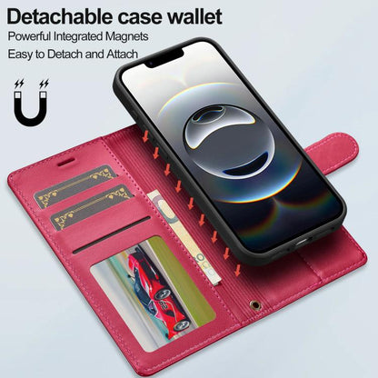 For iPhone 16e LC.IMEEKE L2 Series Detachable Magsafe PU Phone Case with Lanyard(Red) - iPhone 16e Cases by LC.IMEEKE | Online Shopping UK | buy2fix