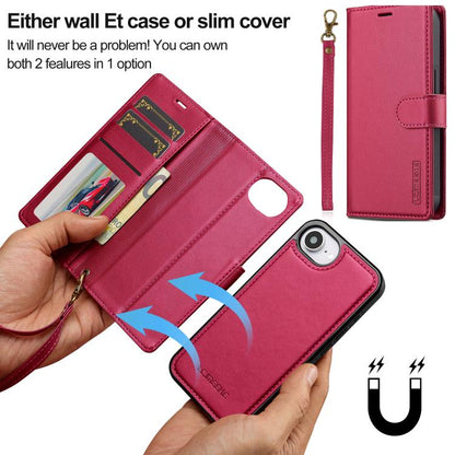 For iPhone 16e LC.IMEEKE L2 Series Detachable Magsafe PU Phone Case with Lanyard(Red) - iPhone 16e Cases by LC.IMEEKE | Online Shopping UK | buy2fix
