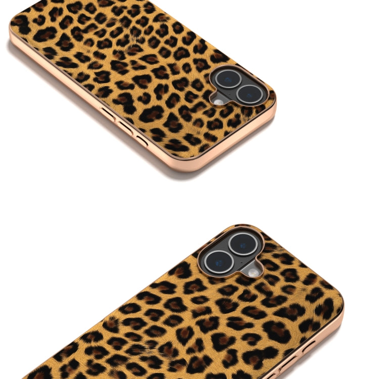 For iPhone 16 Nano Plating Leopard Print Phone Case(Brown) - iPhone 16 Cases by buy2fix | Online Shopping UK | buy2fix