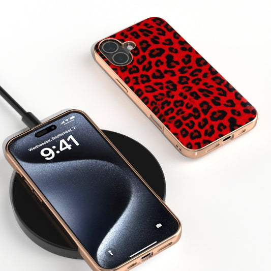 For iPhone 16 Nano Plating Leopard Print Phone Case(Red) by buy2fix