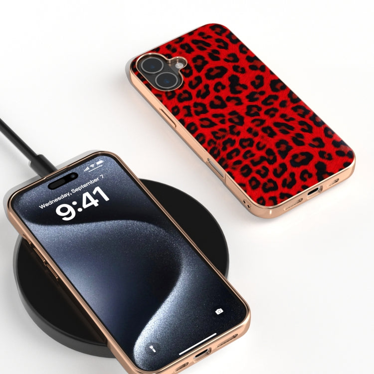 For iPhone 16 Plus Nano Plating Leopard Print Phone Case(Red) - iPhone 16 Plus Cases by buy2fix | Online Shopping UK | buy2fix