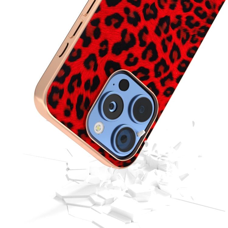 For iPhone 16 Pro Max Nano Plating Leopard Print Phone Case(Red) - iPhone 16 Pro Max Cases by buy2fix | Online Shopping UK | buy2fix