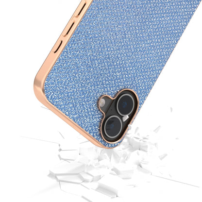 For iPhone 16 Plus Nano Plating Diamond Texture Phone Case(Blue) - iPhone 16 Plus Cases by buy2fix | Online Shopping UK | buy2fix