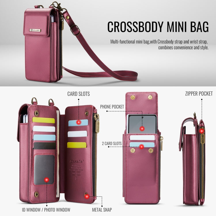 For Samsung Z Fold Series CaseMe Me50 Mini Lanyard Universal Bag(Wine Red) - Galaxy Z Fold6 5G Cases by CaseMe | Online Shopping UK | buy2fix