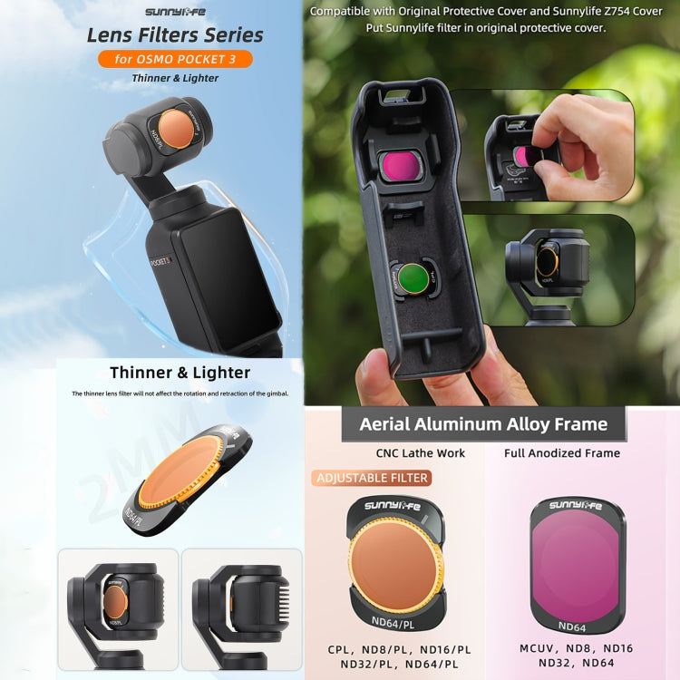 For DJI Osmo Pocket 3 Sunnylife Camera Lens Filter, Filter:ND8 - Lens Accessories by Sunnylife | Online Shopping UK | buy2fix