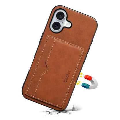 For iPhone 17 Denior D08 PU Single Card Slot Holder Phone Case(Brown) - iPhone 17 Cases by Denior | Online Shopping UK | buy2fix