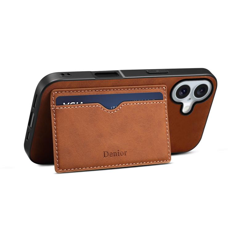 For iPhone 17 Denior D08 PU Single Card Slot Holder Phone Case(Brown) - iPhone 17 Cases by Denior | Online Shopping UK | buy2fix
