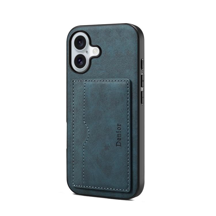 For iPhone 17 Denior D08 PU Single Card Slot Holder Phone Case(Blue) - iPhone 17 Cases by Denior | Online Shopping UK | buy2fix