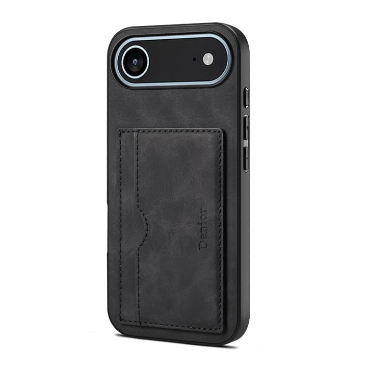 For iPhone 17 Air Denior D08 PU Single Card Slot Holder Phone Case(Black) - iPhone 17 Air Cases by Denior | Online Shopping UK | buy2fix