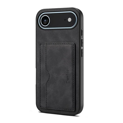 For iPhone 17 Air Denior D08 PU Single Card Slot Holder Phone Case(Black) - iPhone 17 Air Cases by Denior | Online Shopping UK | buy2fix