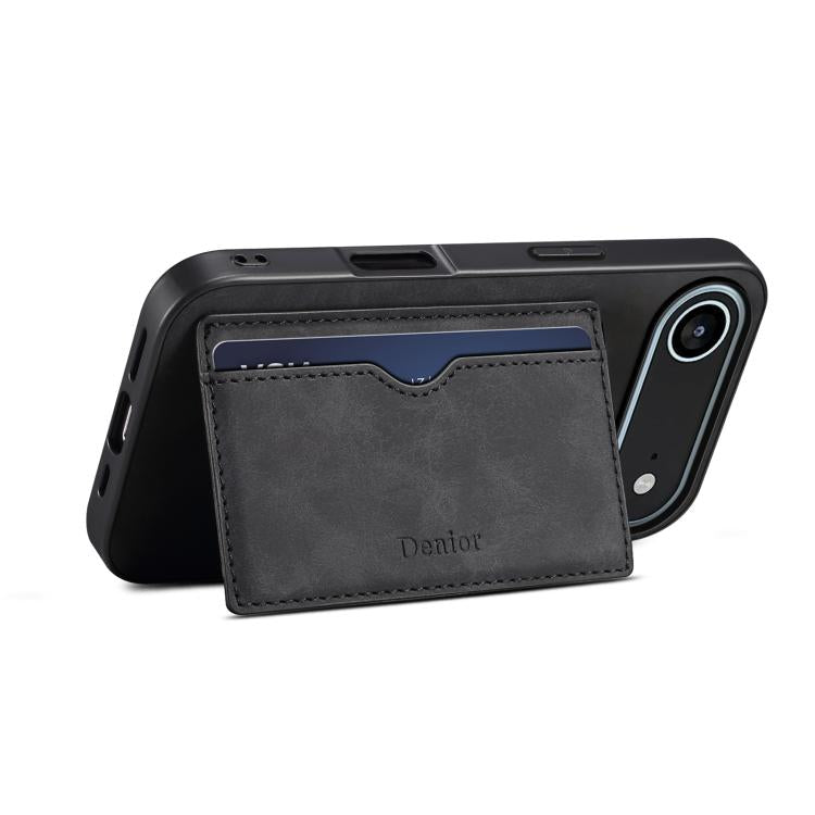 For iPhone 17 Air Denior D08 PU Single Card Slot Holder Phone Case(Black) - iPhone 17 Air Cases by Denior | Online Shopping UK | buy2fix