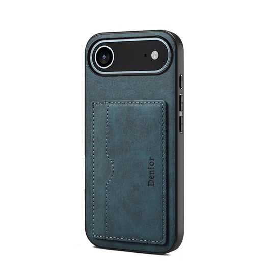 For iPhone Air Denior D08 PU Single Card Slot Holder Phone Case(Blue)