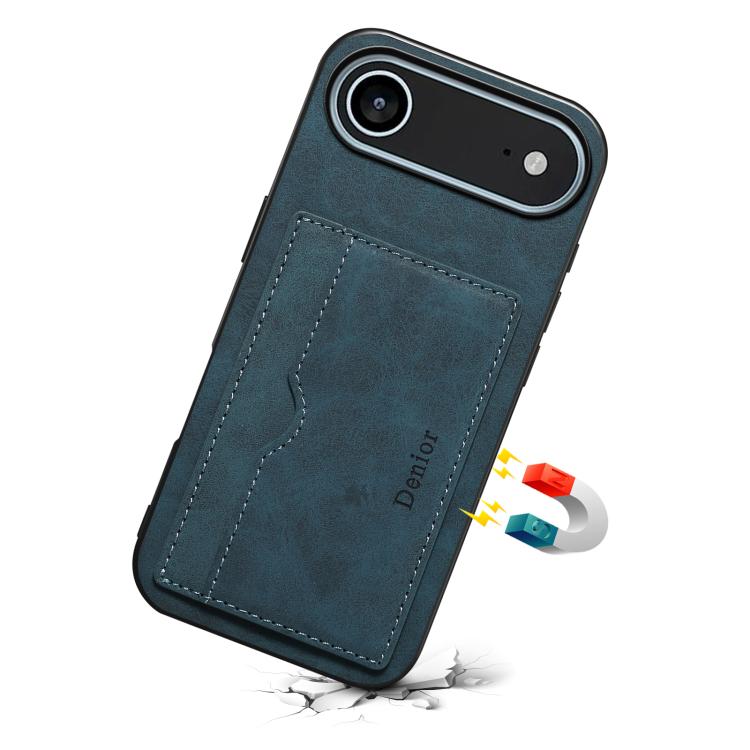 For iPhone 17 Air Denior D08 PU Single Card Slot Holder Phone Case(Blue) - iPhone 17 Air Cases by Denior | Online Shopping UK | buy2fix