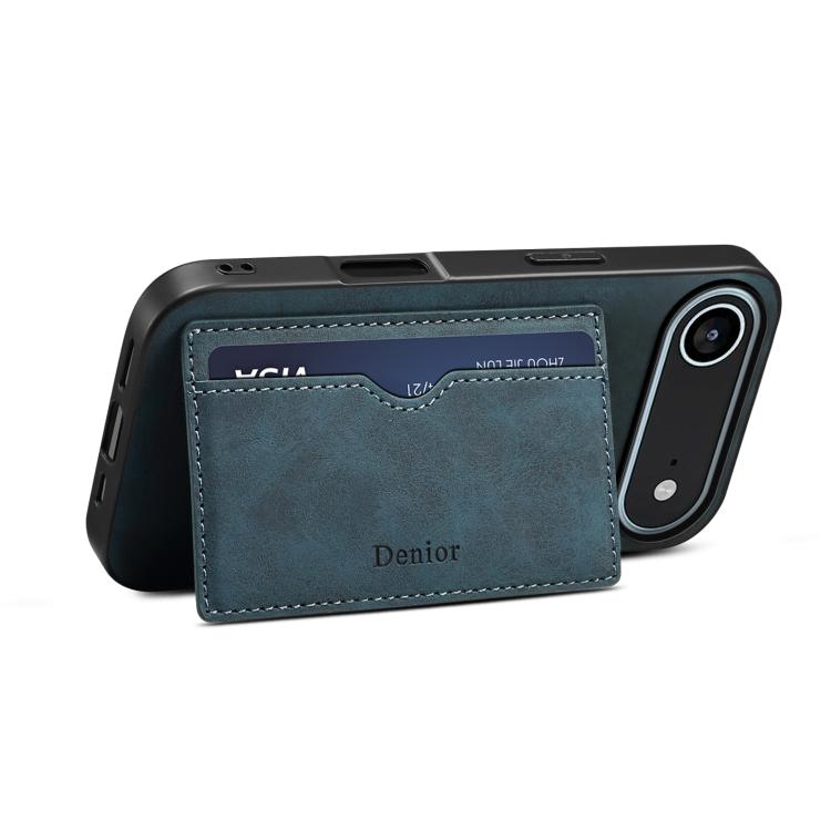 For iPhone 17 Air Denior D08 PU Single Card Slot Holder Phone Case(Blue) - iPhone 17 Air Cases by Denior | Online Shopping UK | buy2fix