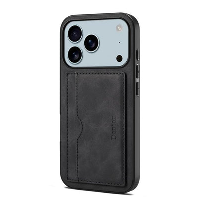 For iPhone 17 Pro Denior D08 PU Single Card Slot Holder Phone Case(Black) - iPhone 17 Pro Cases by Denior | Online Shopping UK | buy2fix