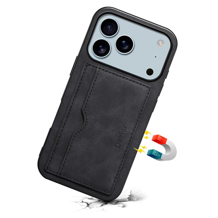For iPhone 17 Pro Denior D08 PU Single Card Slot Holder Phone Case(Black) - iPhone 17 Pro Cases by Denior | Online Shopping UK | buy2fix