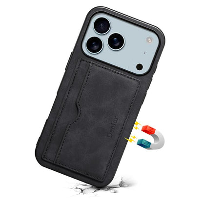 For iPhone 17 Pro Denior D08 PU Single Card Slot Holder Phone Case(Black) - iPhone 17 Pro Cases by Denior | Online Shopping UK | buy2fix