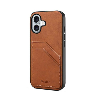 For iPhone 17 Denior D09 PU Dual Card Slot Back Cover Phone Case(Brown) - iPhone 17 Cases by Denior | Online Shopping UK | buy2fix