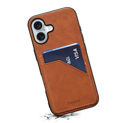 For iPhone 17 Denior D09 PU Dual Card Slot Back Cover Phone Case(Brown) - iPhone 17 Cases by Denior | Online Shopping UK | buy2fix