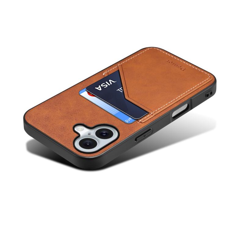 For iPhone 17 Denior D09 PU Dual Card Slot Back Cover Phone Case(Brown) - iPhone 17 Cases by Denior | Online Shopping UK | buy2fix