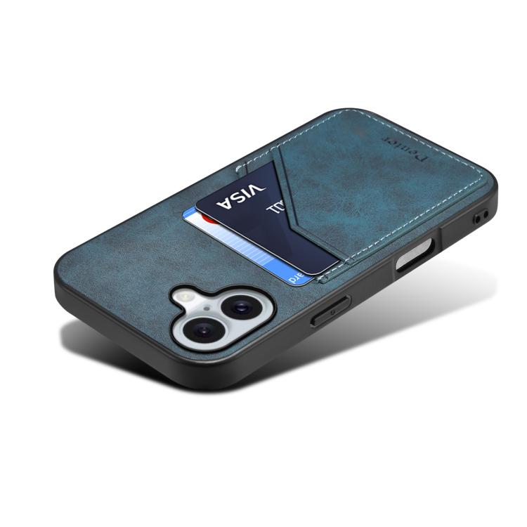 For iPhone 17 Denior D09 PU Dual Card Slot Back Cover Phone Case(Blue) - iPhone 17 Cases by Denior | Online Shopping UK | buy2fix