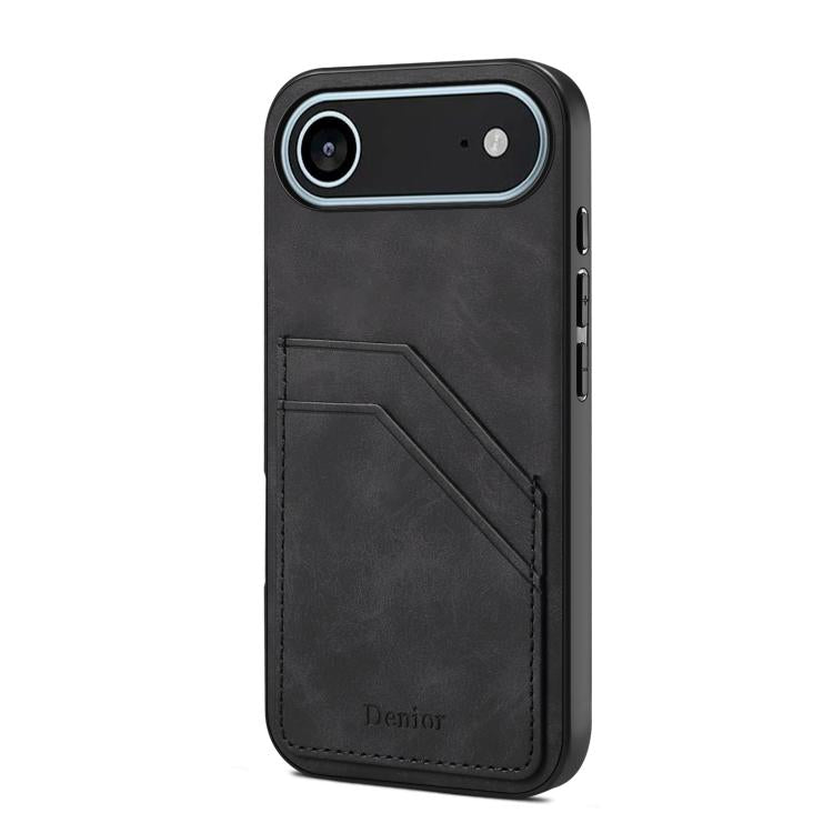 For iPhone Air Denior D09 PU Dual Card Slot Back Cover Phone Case(Black) - iPhone Air Cases by Denior | Online Shopping UK | buy2fix