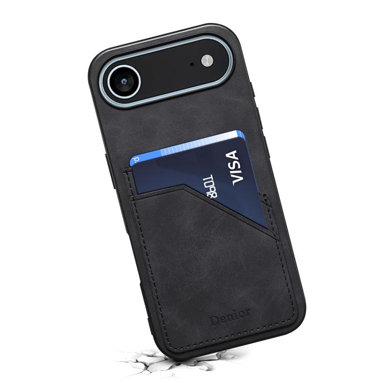 For iPhone Air Denior D09 PU Dual Card Slot Back Cover Phone Case(Black) - iPhone Air Cases by Denior | Online Shopping UK | buy2fix
