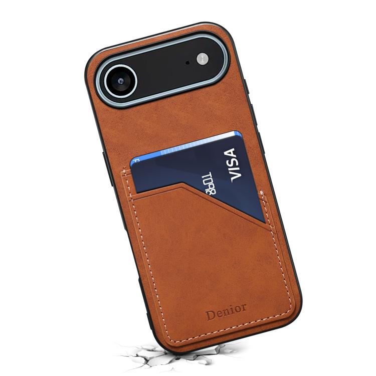 For iPhone Air Denior D09 PU Dual Card Slot Back Cover Phone Case(Brown) - iPhone Air Cases by Denior | Online Shopping UK | buy2fix