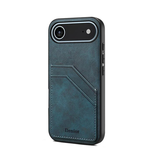 For iPhone 17 Air Denior D09 PU Dual Card Slot Back Cover Phone Case(Blue) - iPhone 17 Air Cases by Denior | Online Shopping UK | buy2fix