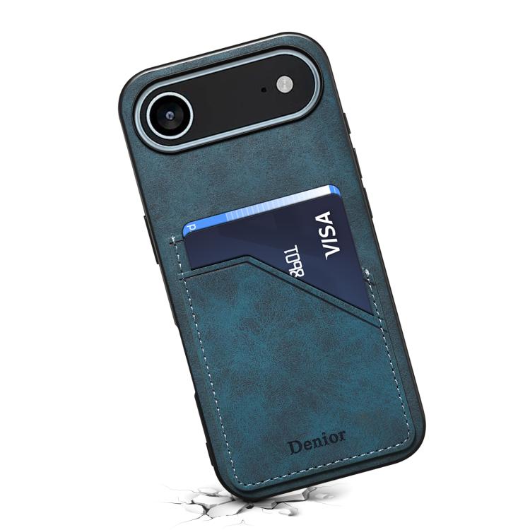 For iPhone 17 Air Denior D09 PU Dual Card Slot Back Cover Phone Case(Blue) - iPhone 17 Air Cases by Denior | Online Shopping UK | buy2fix