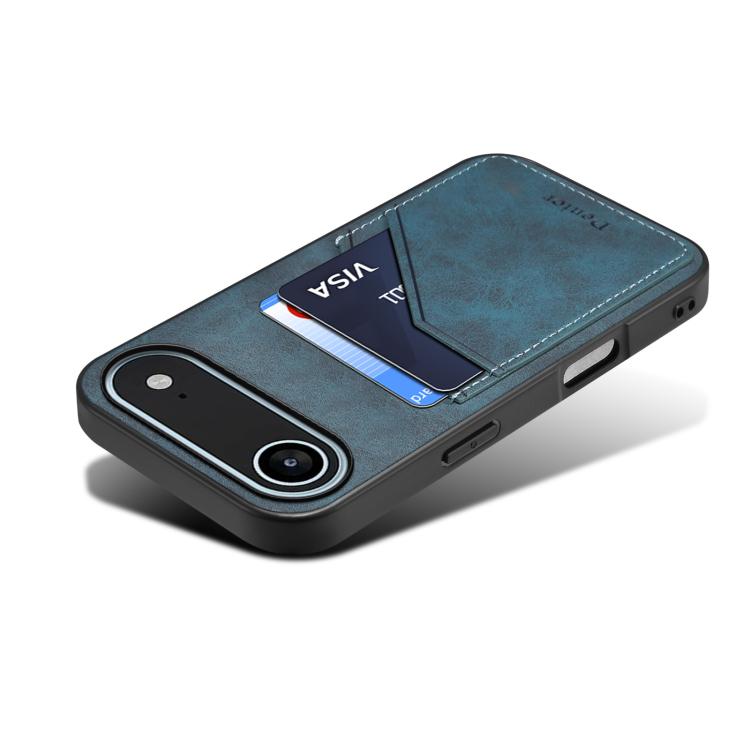 For iPhone 17 Air Denior D09 PU Dual Card Slot Back Cover Phone Case(Blue) - iPhone 17 Air Cases by Denior | Online Shopping UK | buy2fix