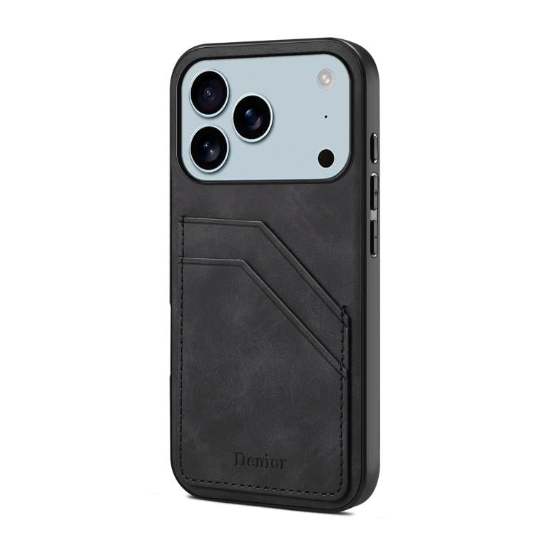 For iPhone 17 Pro Max Denior D09 PU Dual Card Slot Back Cover Phone Case(Black) - iPhone 17 Pro Max Cases by Denior | Online Shopping UK | buy2fix