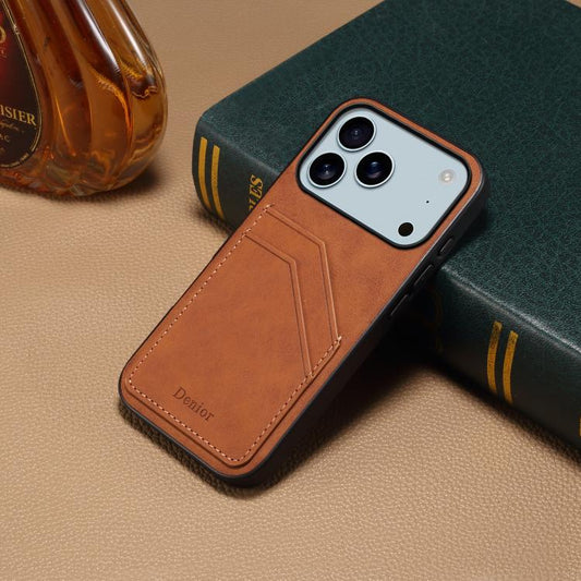 For iPhone 17 Pro Max Denior D09 PU Dual Card Slot Back Cover Phone Case(Brown) - iPhone 17 Pro Max Cases by Denior | Online Shopping UK | buy2fix