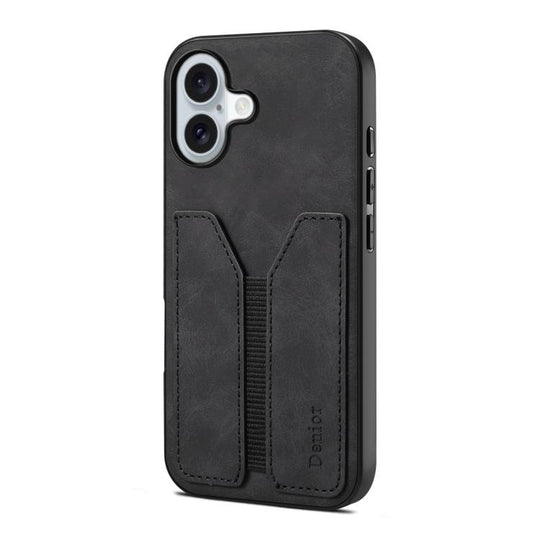 For iPhone 17 Denior D07 DV Elastic Card Slot PU Back Cover Phone Case(Black)
