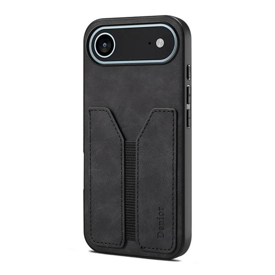 For iPhone Air Denior D07 DV Elastic Card Slot PU Back Cover Phone Case(Black)