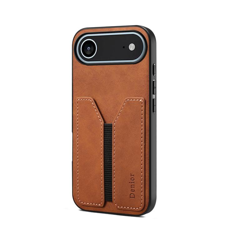 For iPhone 17 Air Denior D07 DV Elastic Card Slot PU Back Cover Phone Case(Brown) - iPhone 17 Air Cases by Denior | Online Shopping UK | buy2fix
