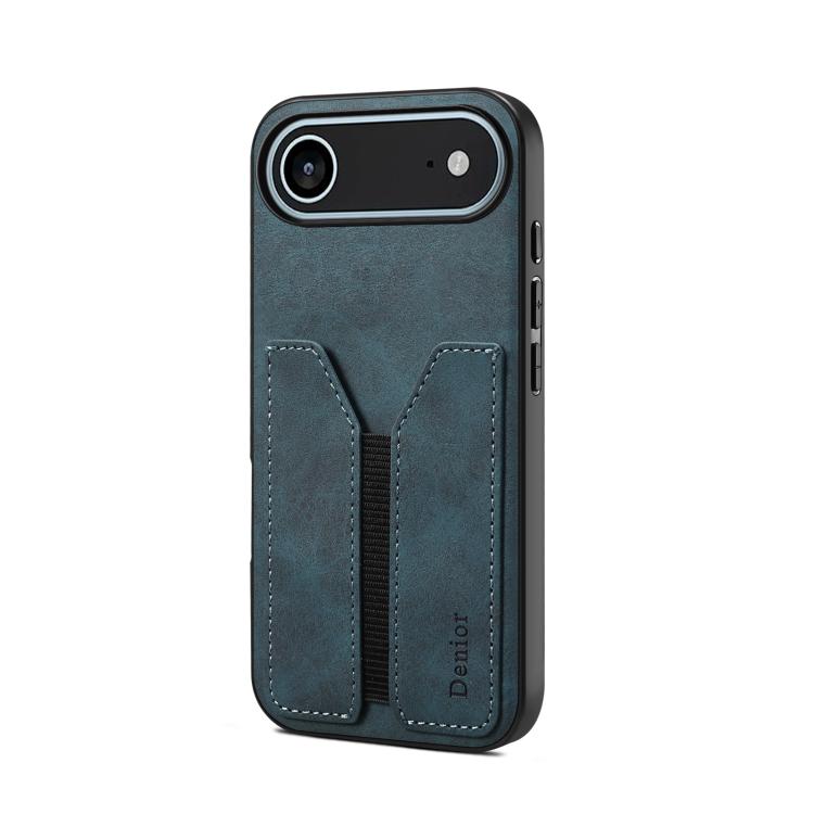 For iPhone 17 Air Denior D07 DV Elastic Card Slot PU Back Cover Phone Case(Blue) - iPhone 17 Air Cases by Denior | Online Shopping UK | buy2fix