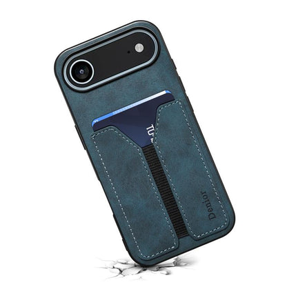 For iPhone 17 Air Denior D07 DV Elastic Card Slot PU Back Cover Phone Case(Blue) - iPhone 17 Air Cases by Denior | Online Shopping UK | buy2fix