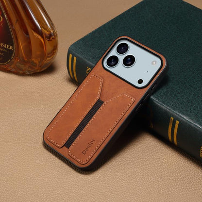 For iPhone 17 Pro Denior D07 DV Elastic Card Slot PU Back Cover Phone Case(Brown) - iPhone 17 Pro Cases by Denior | Online Shopping UK | buy2fix